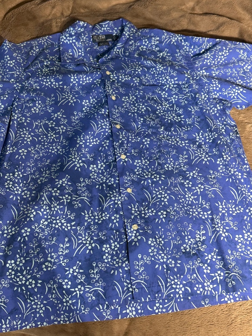 Polo Ralph Lauren Vintage Blue Floral Button Down Shirt, sz Lg (SGDC54)